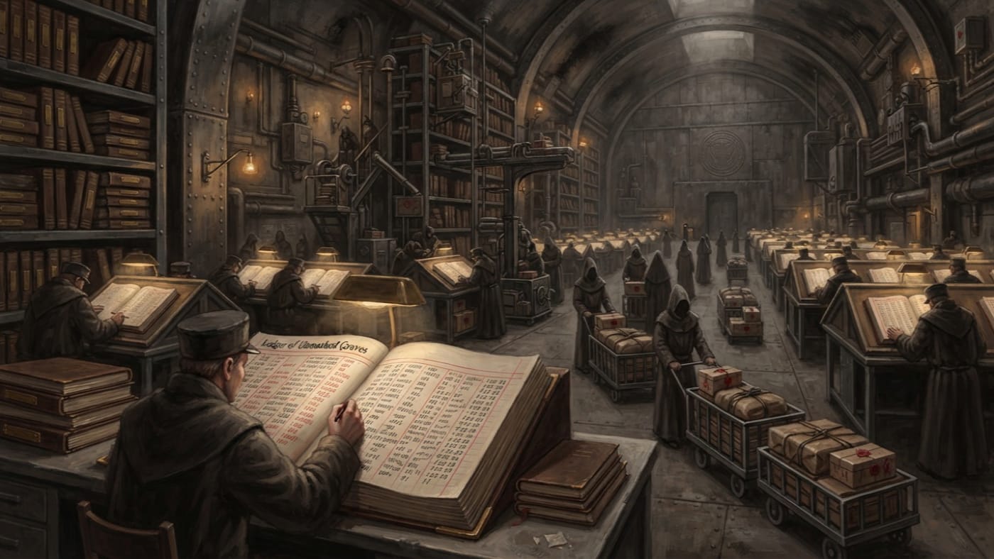 Ledger of Unmarked Graves — Ledger of Unmarked Graves, rendered as oil-painting.