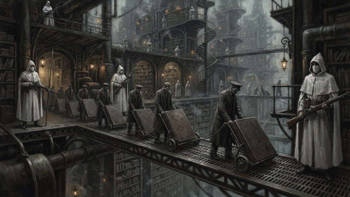 Ledgerists — Ledgerists, rendered as oil-painting.