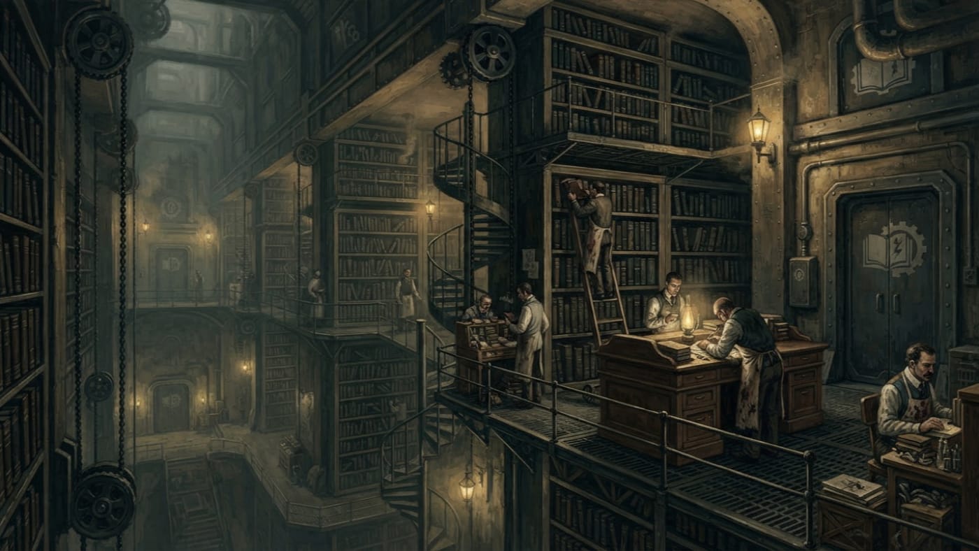 Library of Saint Origen — Library of Saint Origen, rendered as oil-painting.