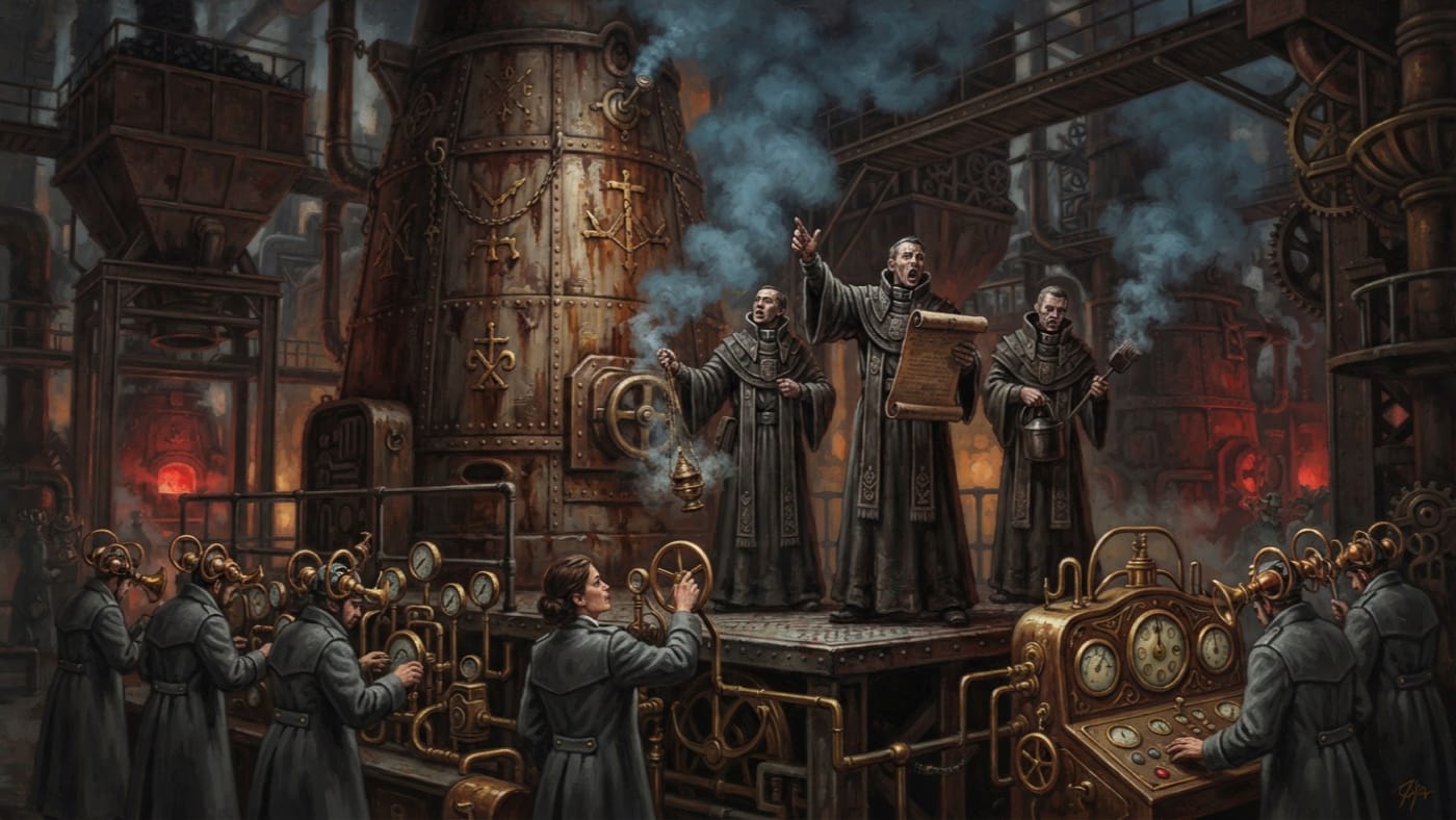Litany of Combustive Submission — Litany of Combustive Submission, rendered as oil-painting.