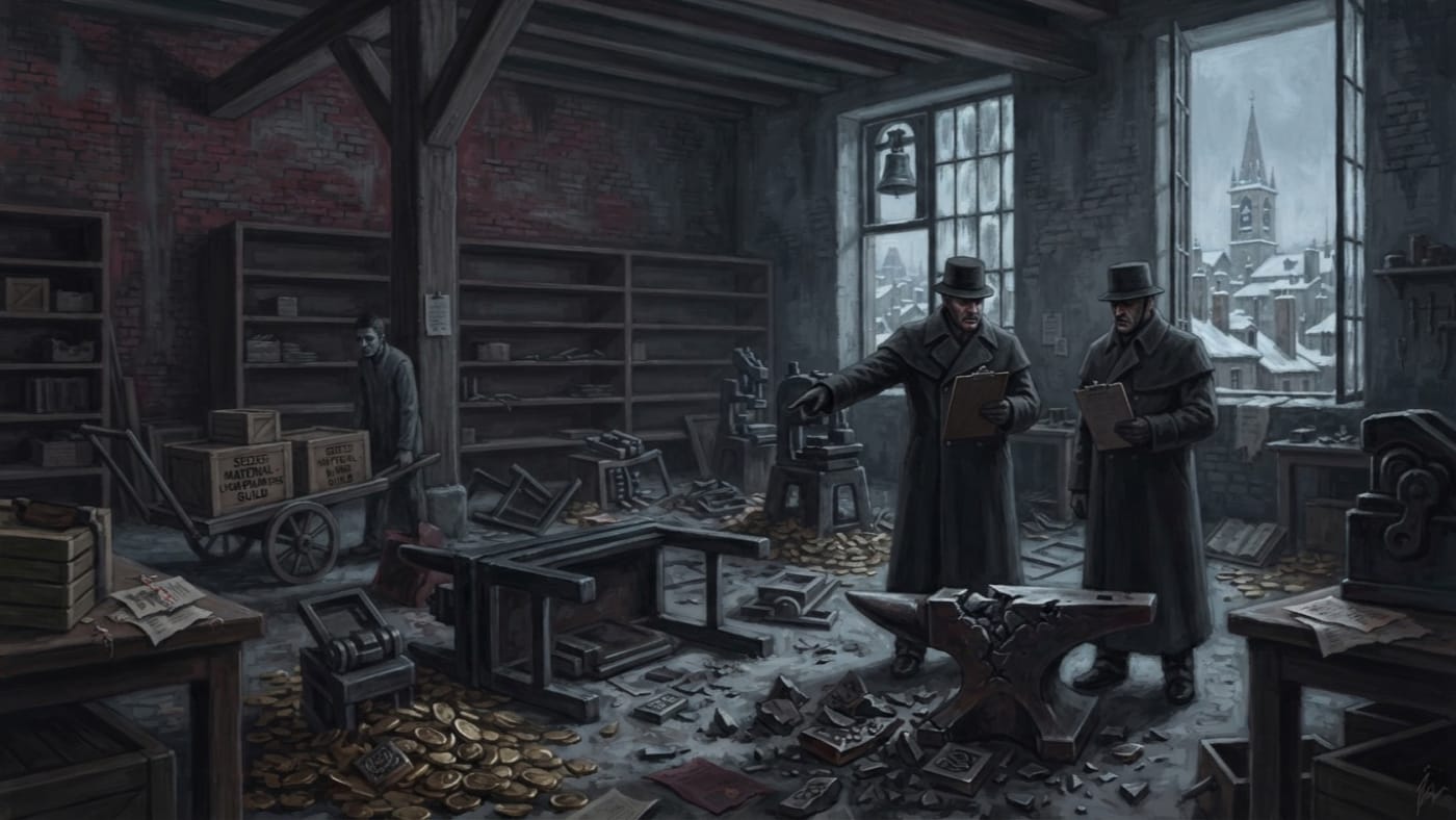 Lyon Stampers’ Guild — Lyon Stampers’ Guild, rendered as oil-painting.
