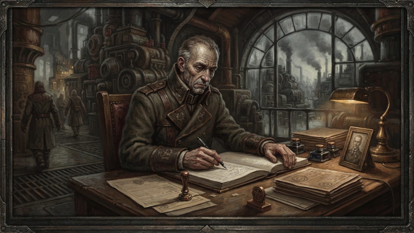 Guildmaster Maer Voss — Guildmaster Maer Voss, rendered as oil-painting.