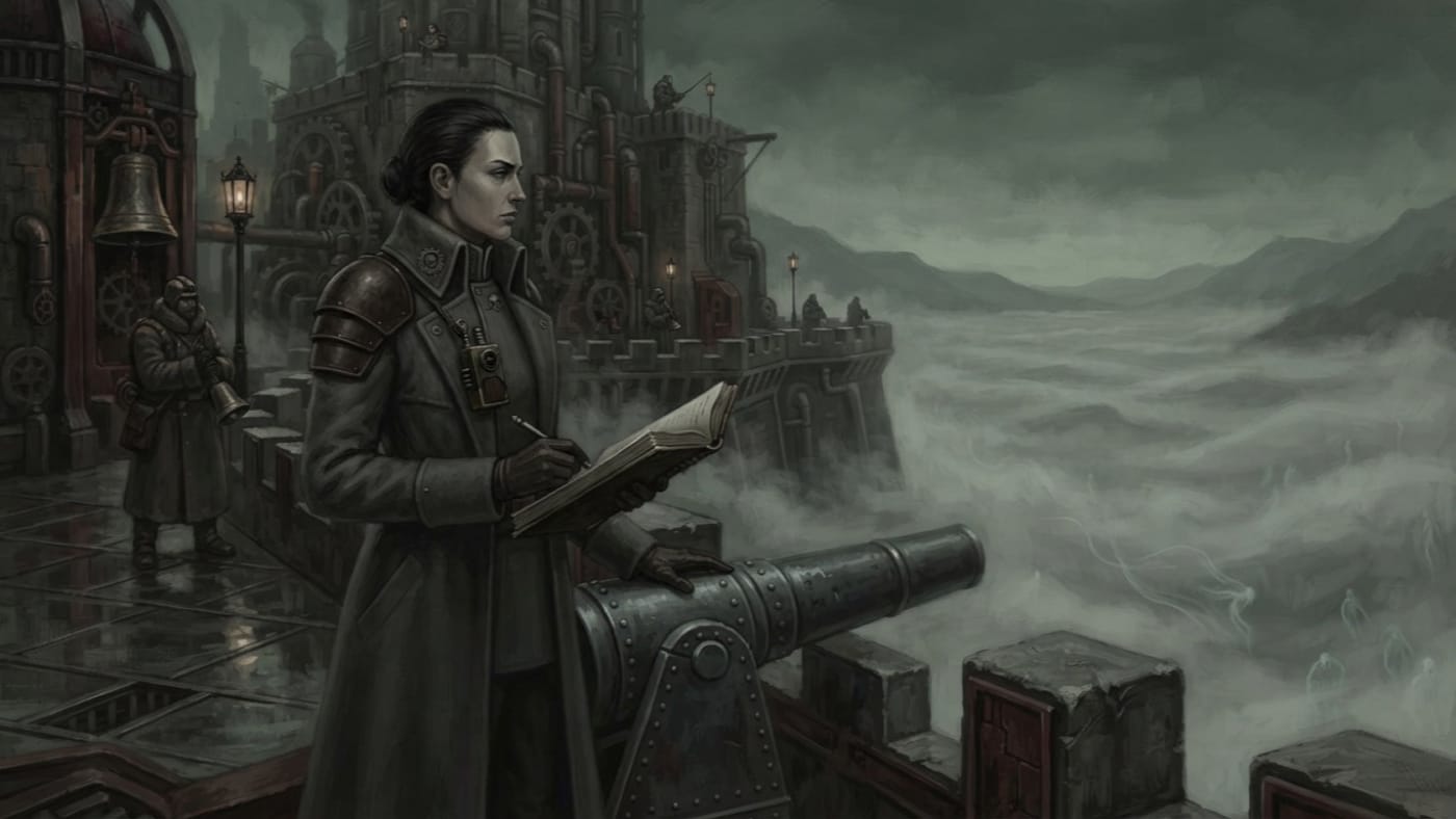 Inquisitor-Assessor Maren Doyle — Inquisitor-Assessor Maren Doyle, rendered as oil-painting.