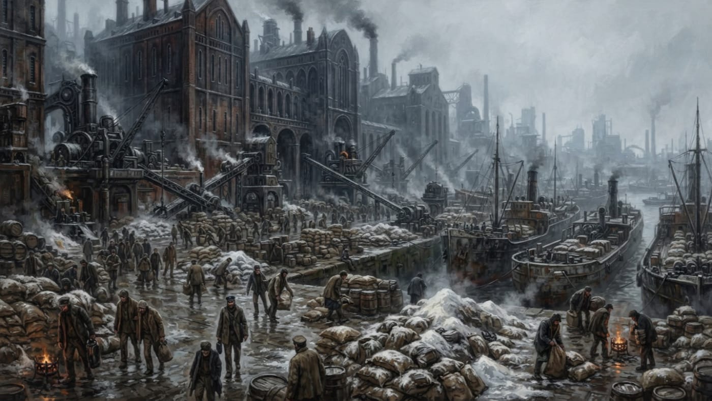 Marseille Salt Crisis — Marseille Salt Crisis, rendered as oil-painting.