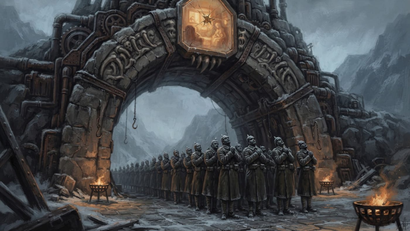 Massacre Beneath the Span — Massacre Beneath the Span, rendered as oil-painting.