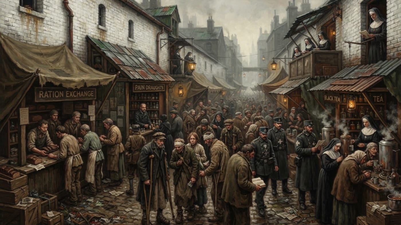 Mercy Market — Mercy Market, rendered as oil-painting.