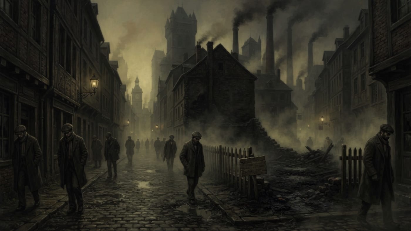 Millwrights' Row — Millwrights' Row, rendered as oil-painting.