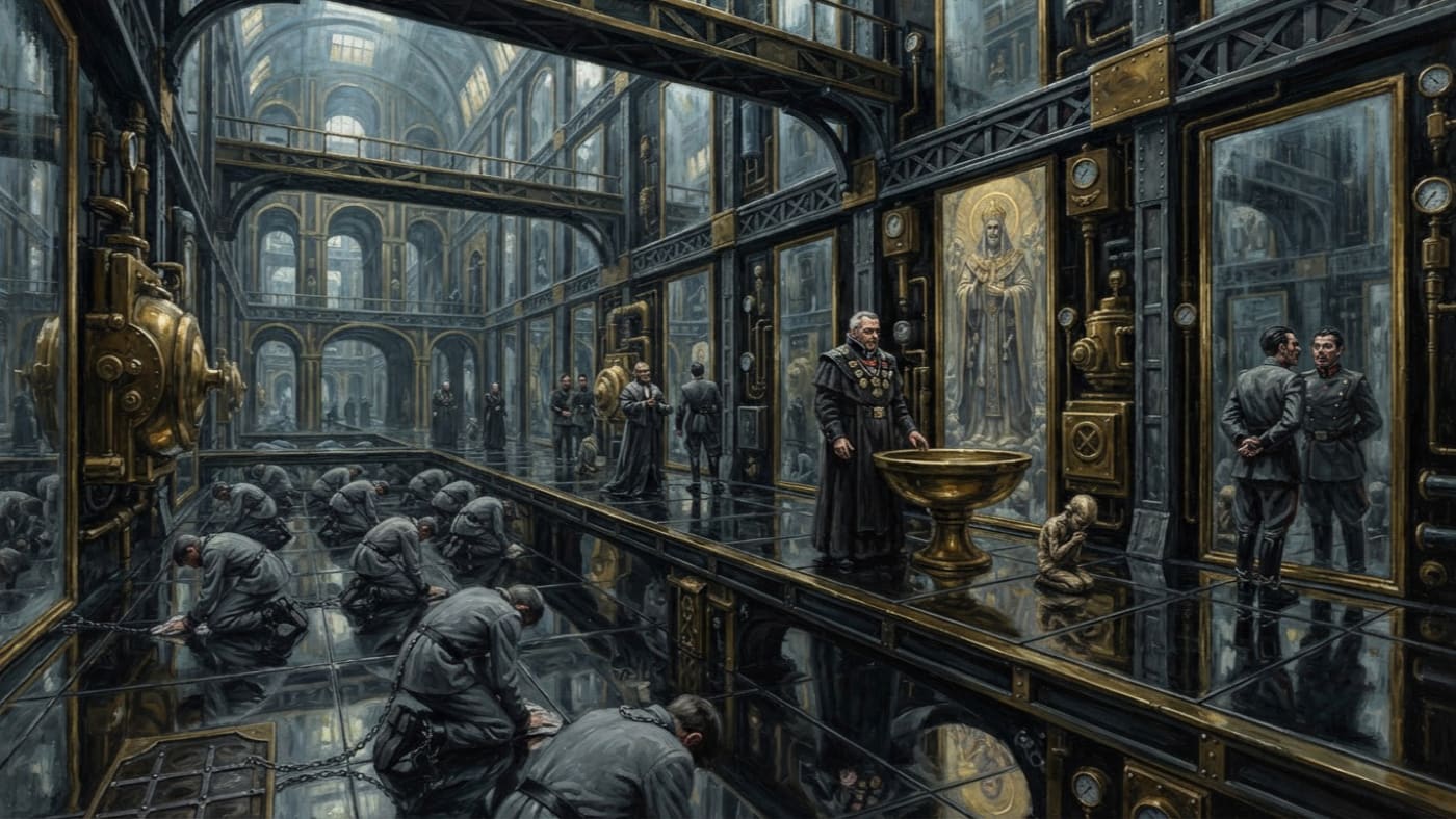 Mirror Courts — Mirror Courts, rendered as oil-painting.