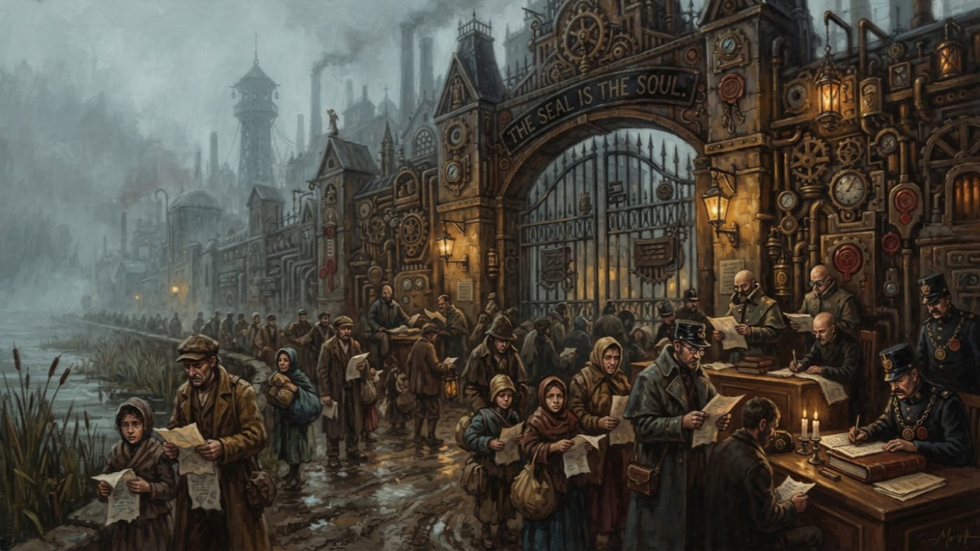 Mordant Gates — Mordant Gates, rendered as oil-painting.
