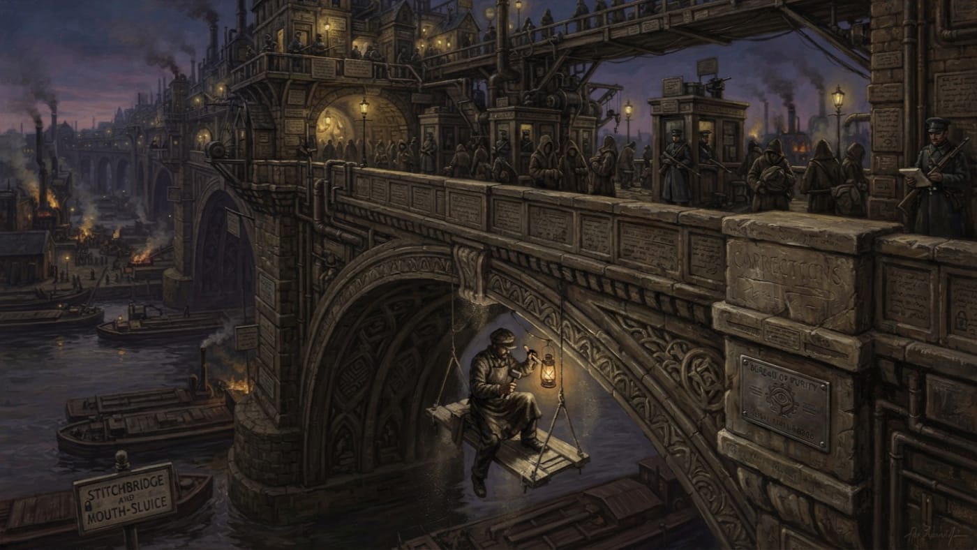 Mortar Saints — Mortar Saints, rendered as oil-painting.