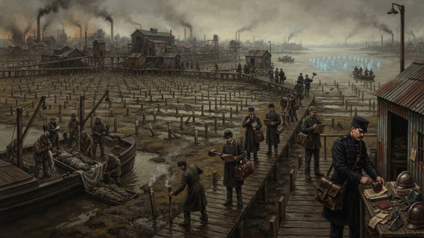 Mortuary Cartography Office — Mortuary Cartography Office, rendered as oil-painting.