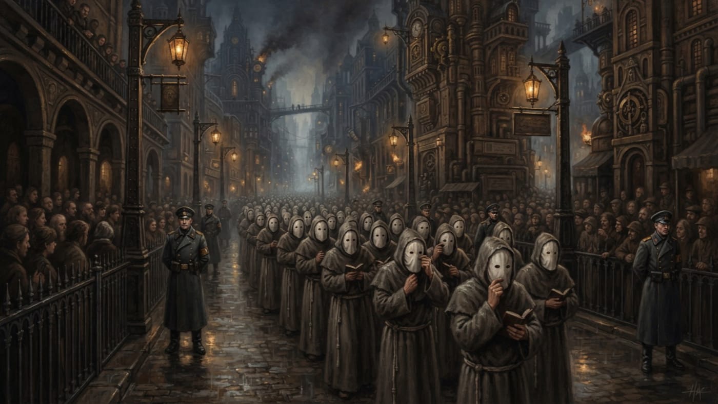 Night of Penitents — Night of Penitents, rendered as oil-painting.
