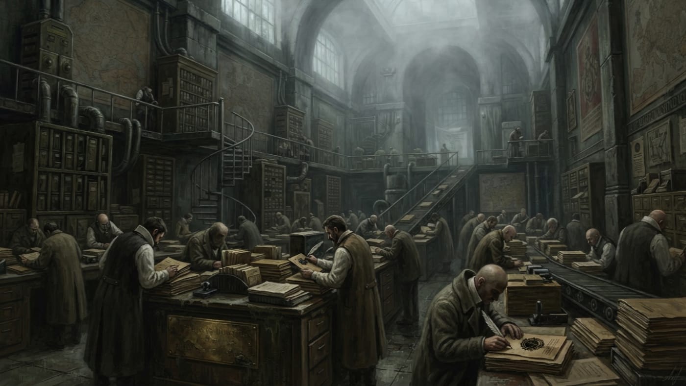 Northern Office — Northern Office, rendered as oil-painting.