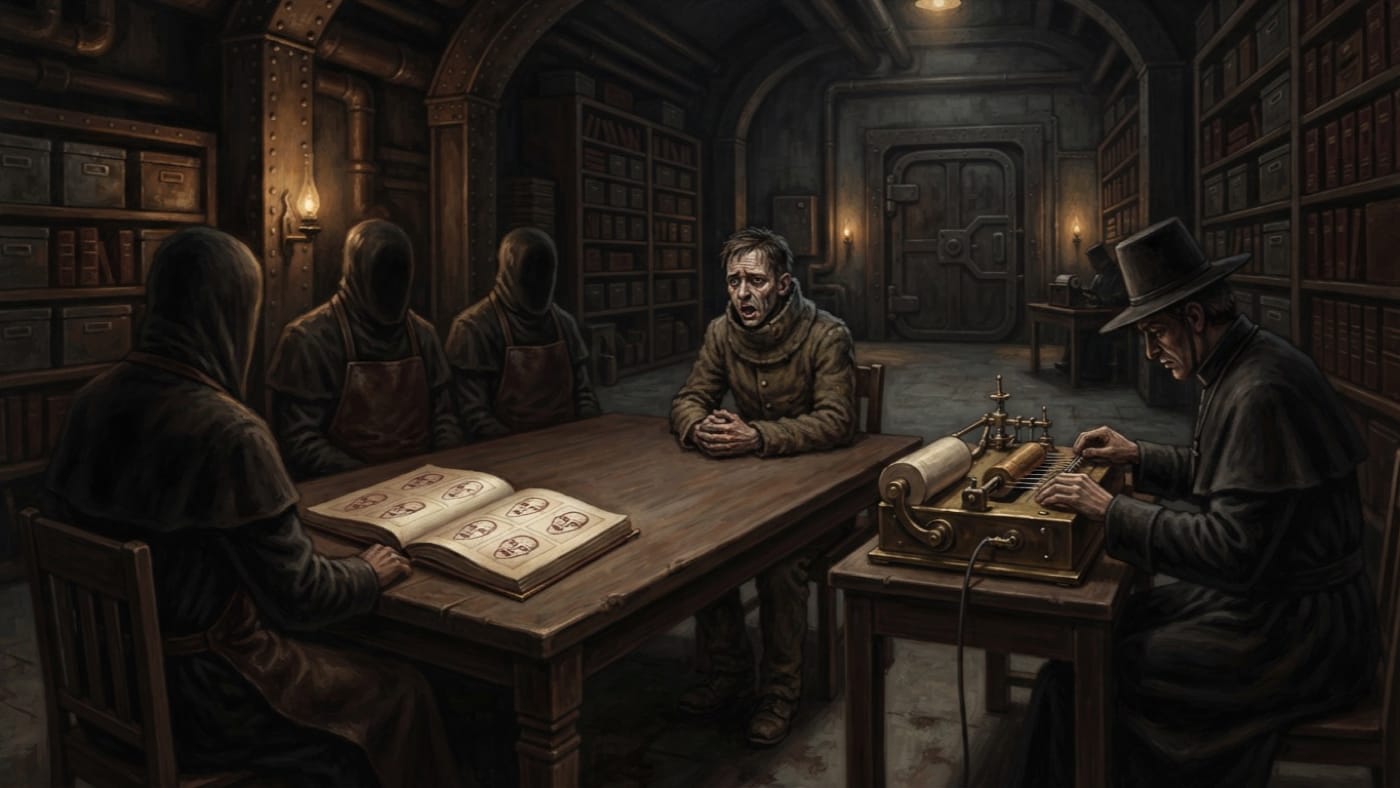 Oath of Compelled Testimony — Oath of Compelled Testimony, rendered as oil-painting.