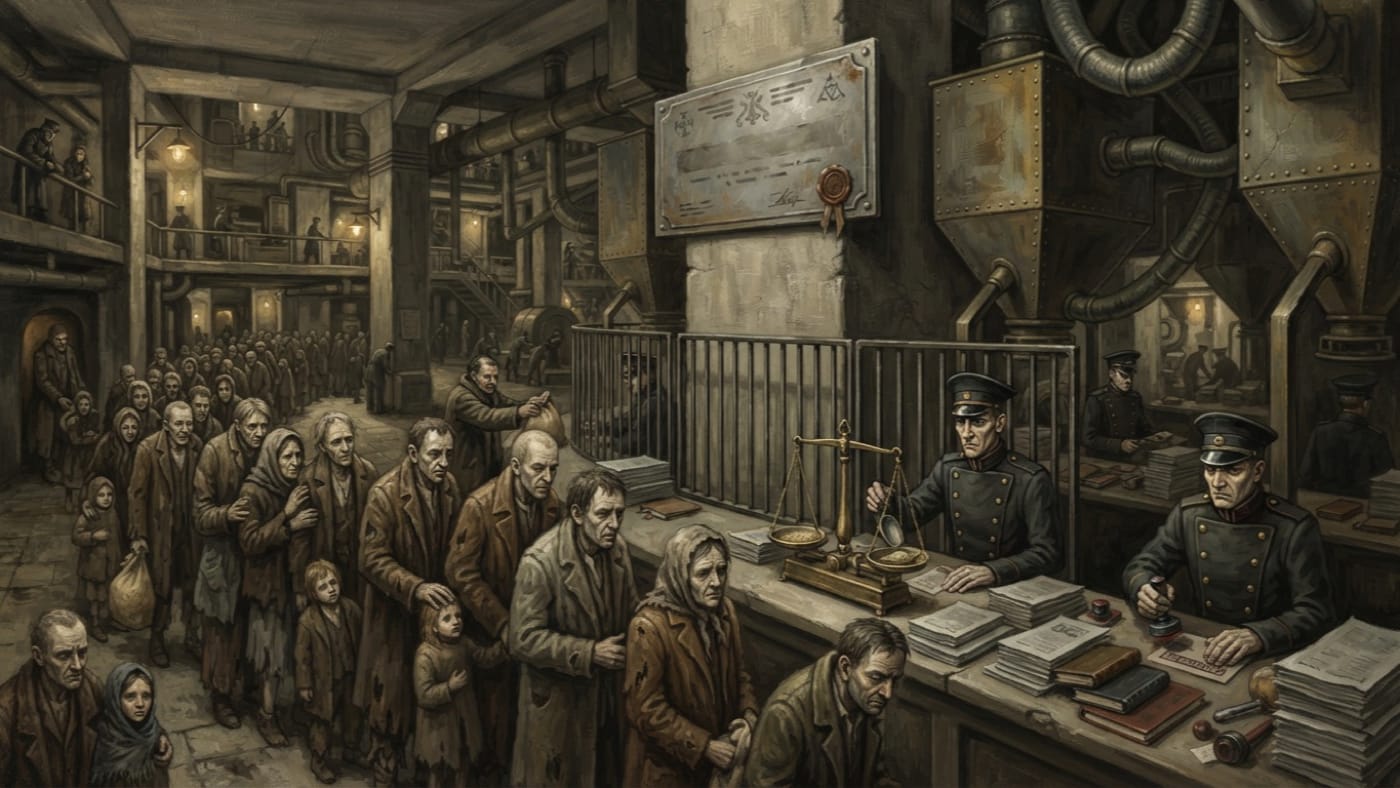 Office of Ration Compliance — Office of Ration Compliance, rendered as oil-painting.