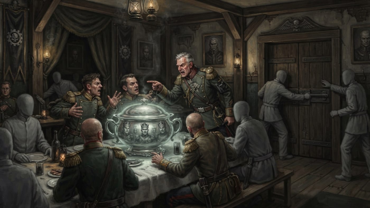 A.S. 191 Officer's Mess Disturbance — A.S. 191 Officer's Mess Disturbance, rendered as oil-painting.
