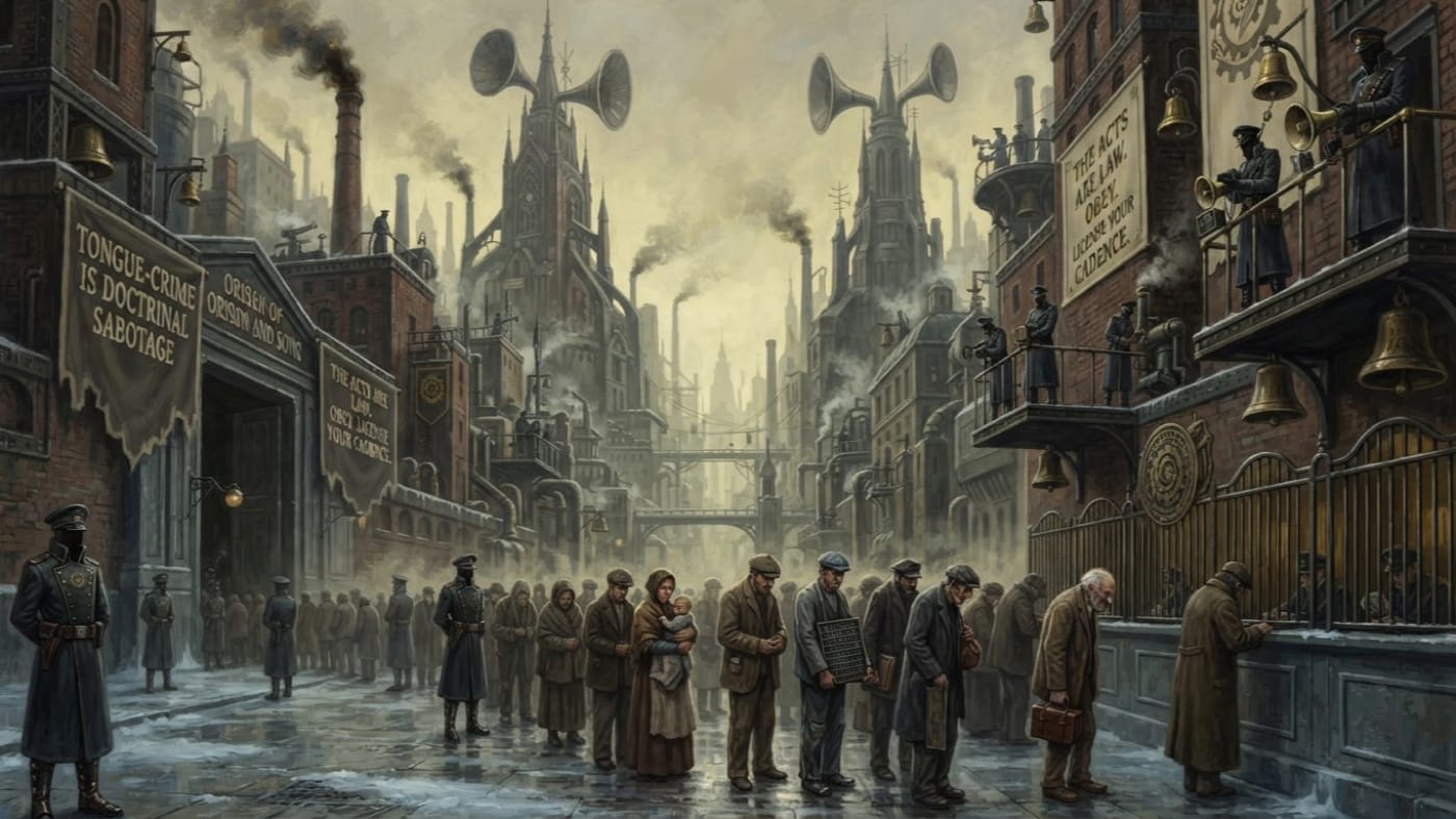 Orison Licensing Acts of A.S. 94 — Orison Licensing Acts of A.S. 94, rendered as oil-painting.