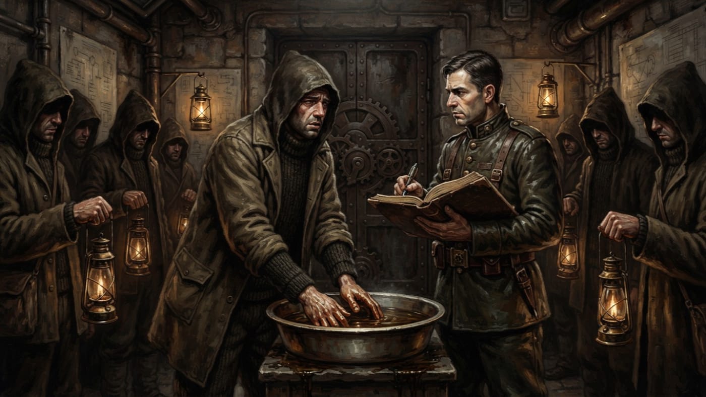 Oil-Confession — Oil-Confession, rendered as oil-painting.