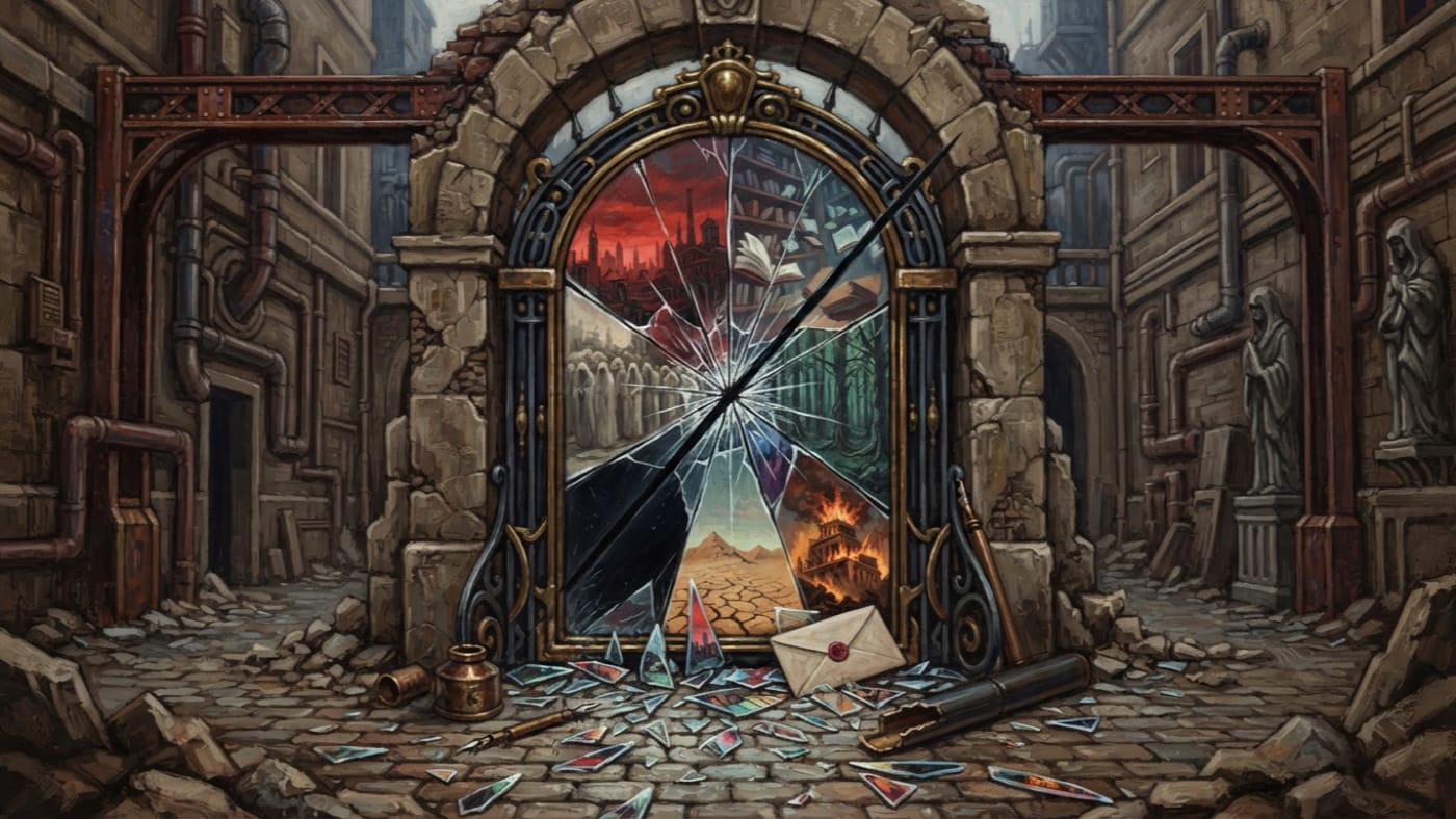 Mirror Gate — Mirror Gate, rendered as oil-painting.