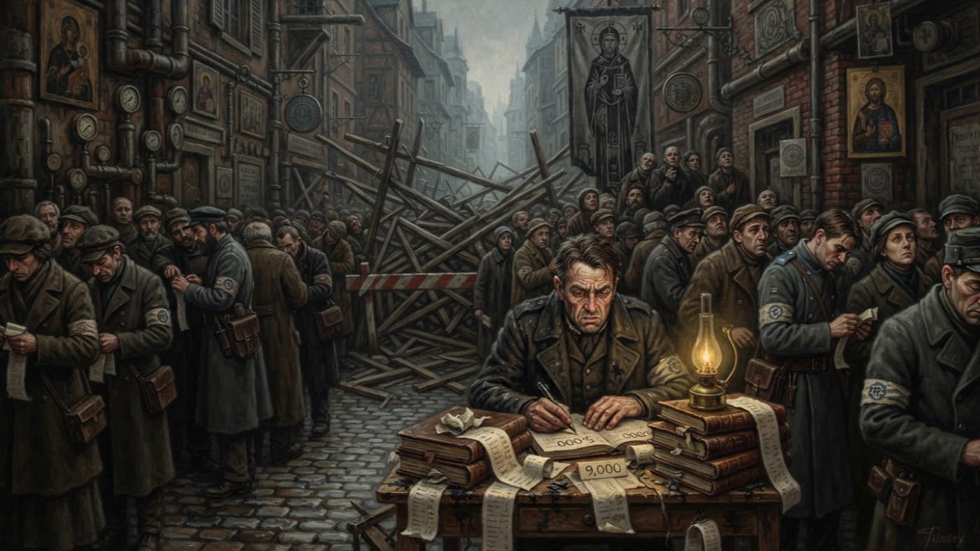 Multiplication of Receipts — Multiplication of Receipts, rendered as oil-painting.