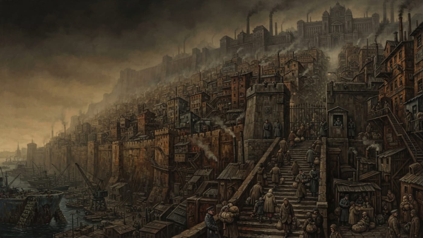 Ochre terraces — Ochre terraces, rendered as oil-painting.