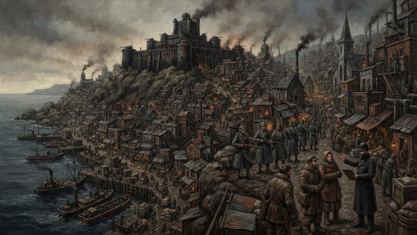 Organic Garrison Towns — Organic Garrison Towns, rendered as oil-painting.