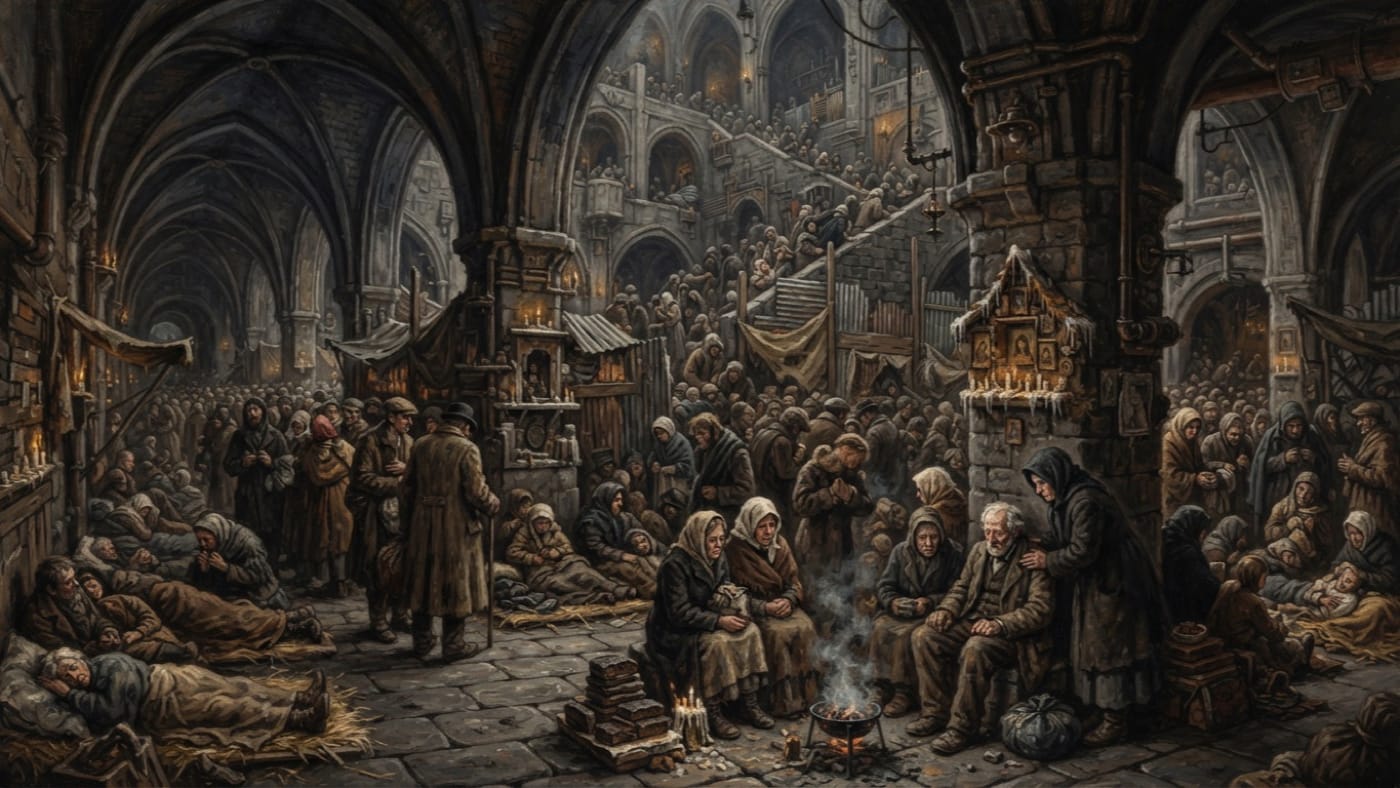 Pilgrim Dormitories — Pilgrim Dormitories, rendered as oil-painting.