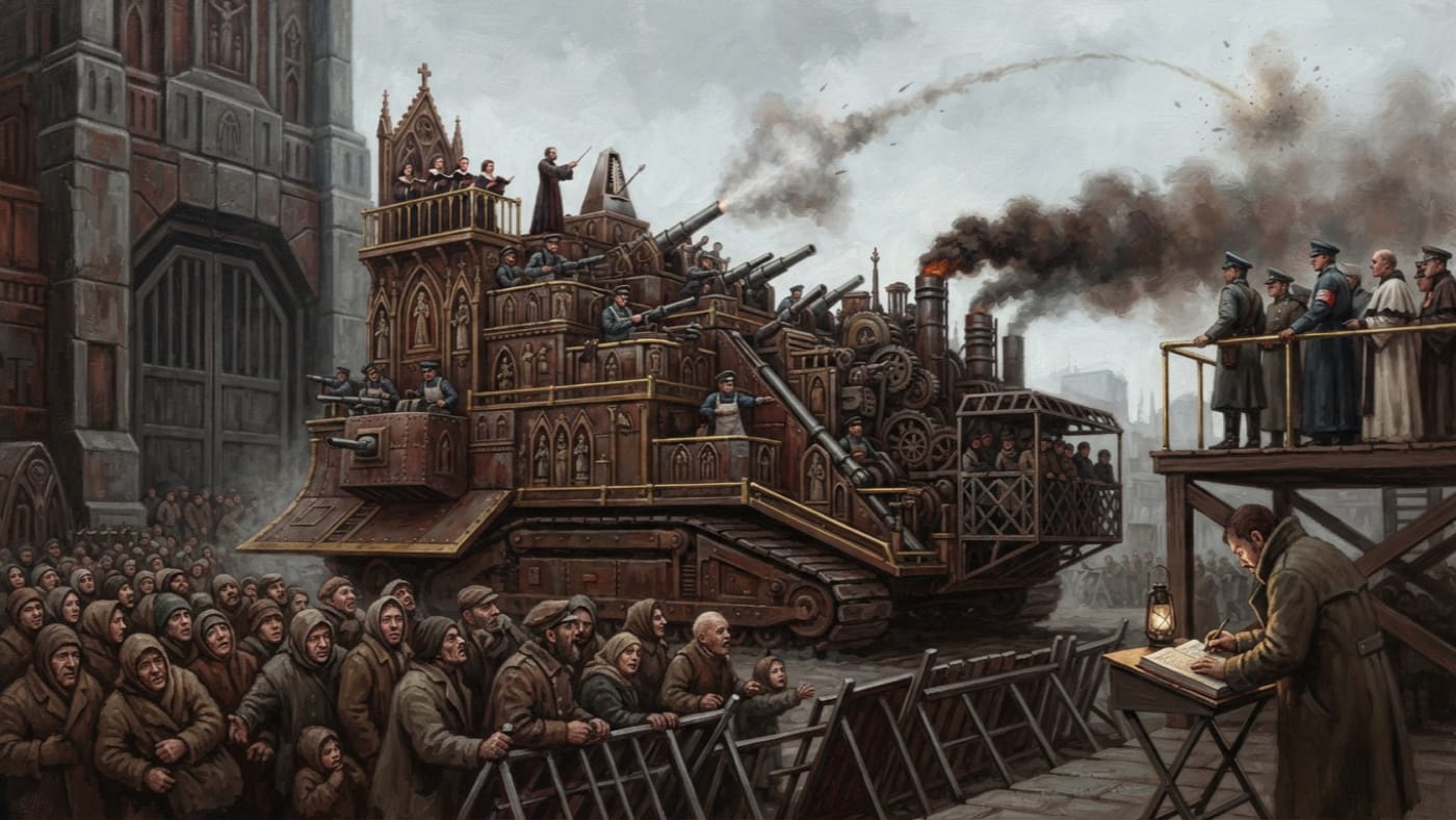 Pilgrim's Ladder Commission — Pilgrim's Ladder Commission, rendered as oil-painting.