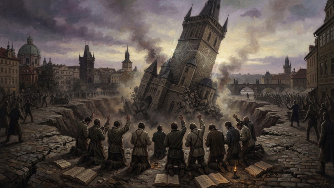 Prague Collapse — Prague Collapse, rendered as oil-painting.