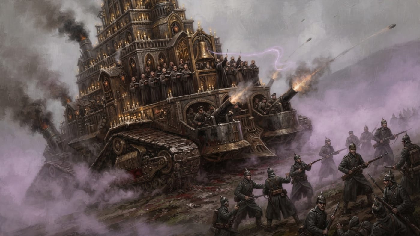 Pilgrim’s Ladder Action at Wormwood Hill — Pilgrim’s Ladder Action at Wormwood Hill, rendered as oil-painting.