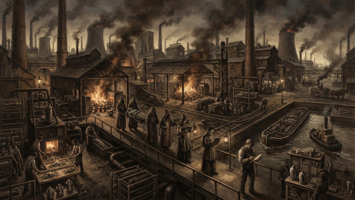 Pyres of Benediction — Pyres of Benediction, rendered as oil-painting.