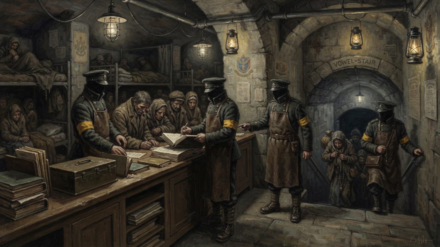 Quiet Pen Wardens — Quiet Pen Wardens, rendered as oil-painting.