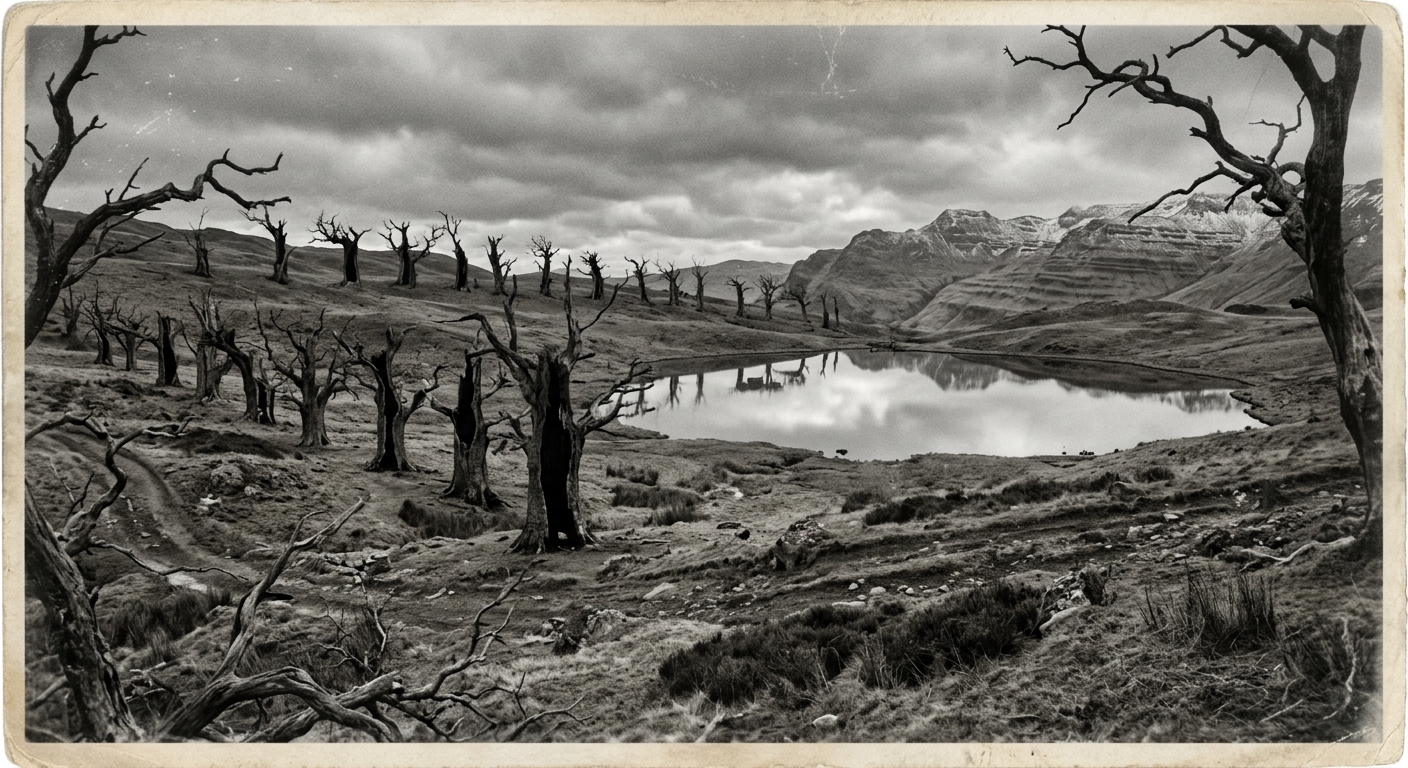 The Hollow Vale — hollow trees and mirror-lakes reflecting a wrong sky in the Rhodope highlands