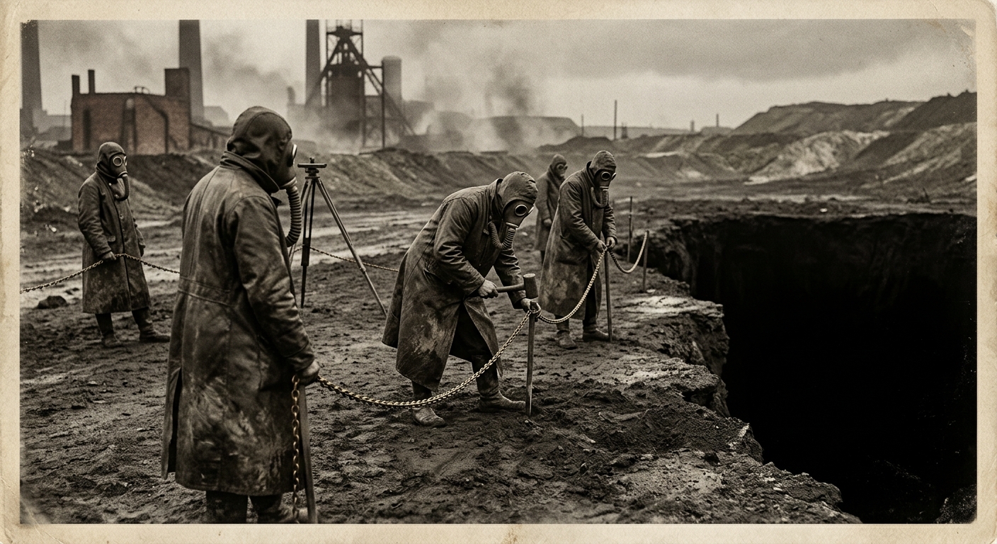 Bureau of Medicine surveyors at the Famine Pit exclusion zone, A.S. 134