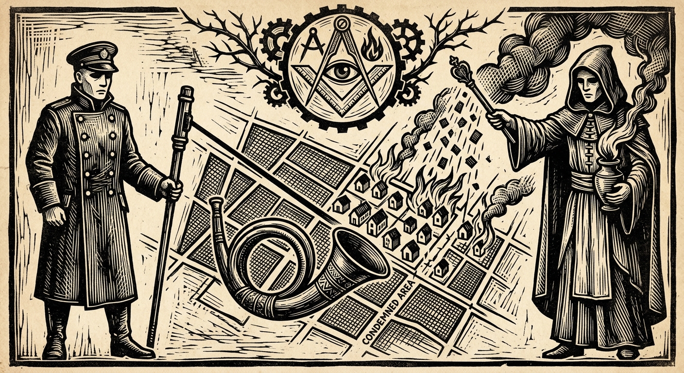 The Scour — On the Geometry of Expiation, rendered as woodcut.