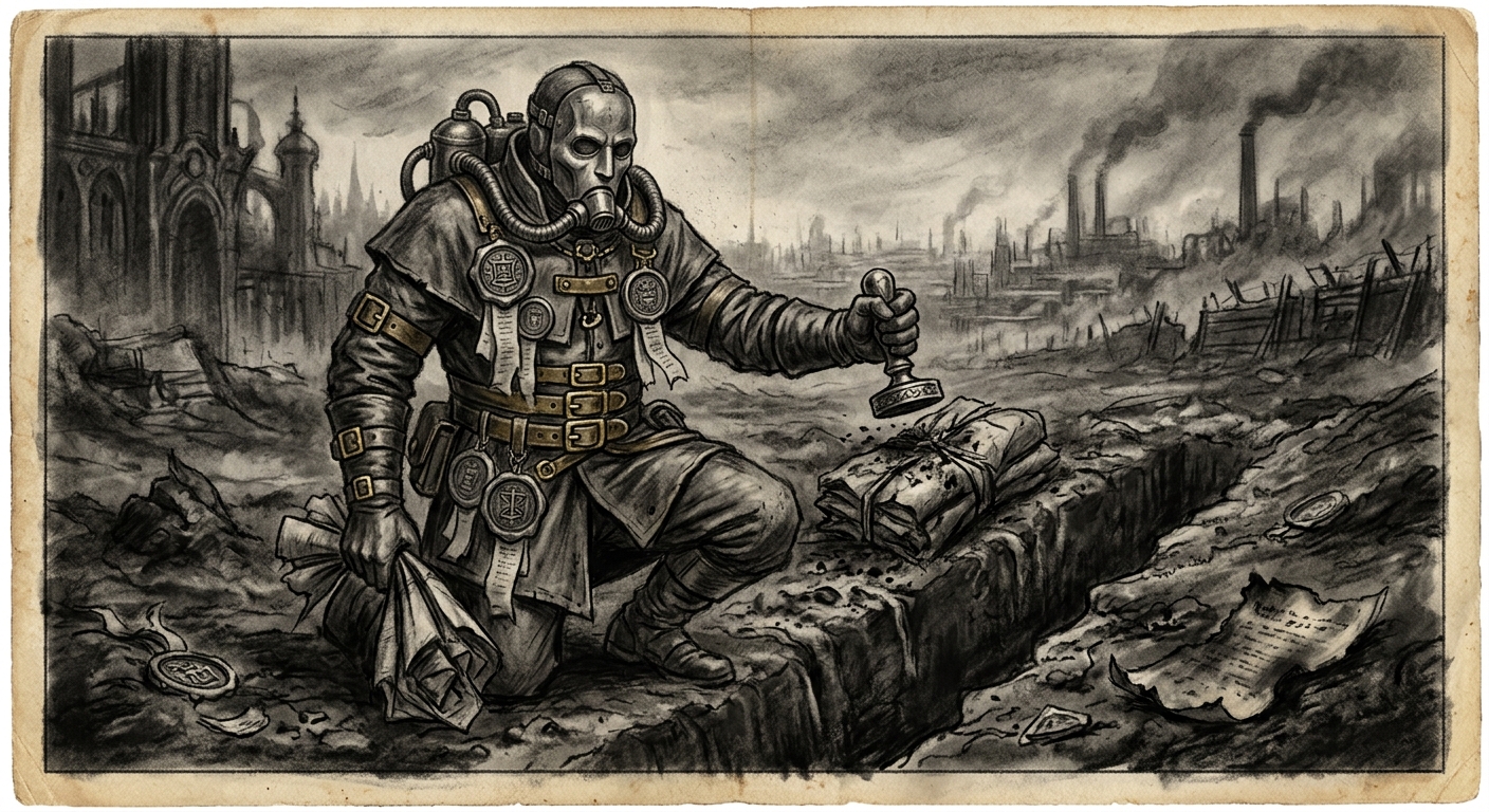 Oaths Witnesser — On the Order of His Day, rendered as charcoal.