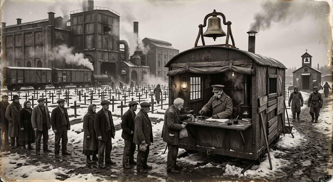 Ossuary Housing Allocator — On the First Grave-Field Winter, rendered as photograph.