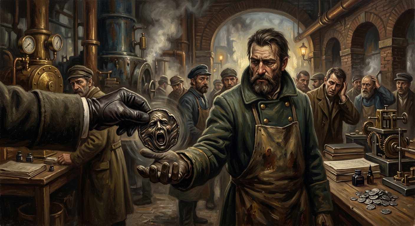 The Screaming Coin — The Screaming Coin, rendered as oil-painting.