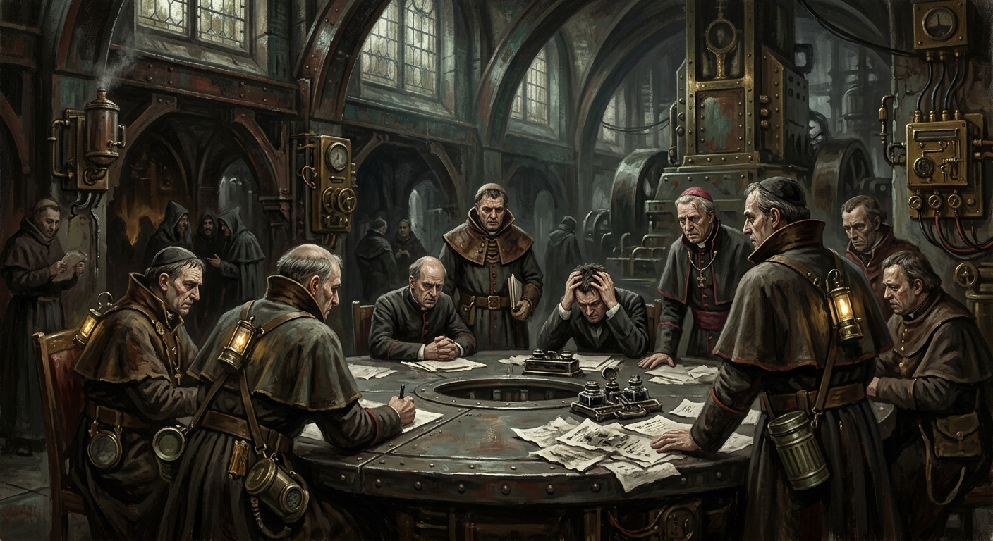 The First Council of Cologne — The First Council of Cologne, rendered as oil-painting.