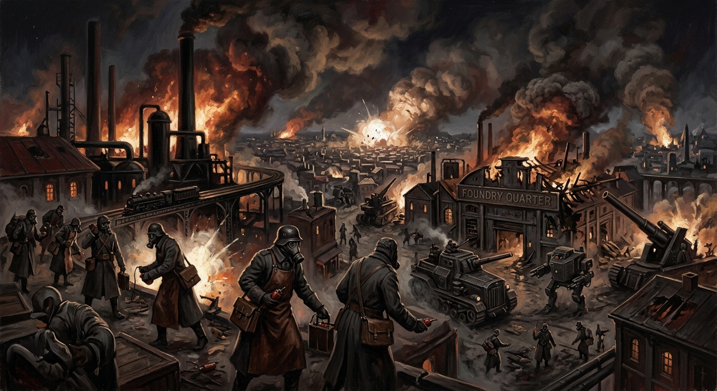 The Three-Night Bombard — The Three-Night Bombard, rendered as oil-painting.