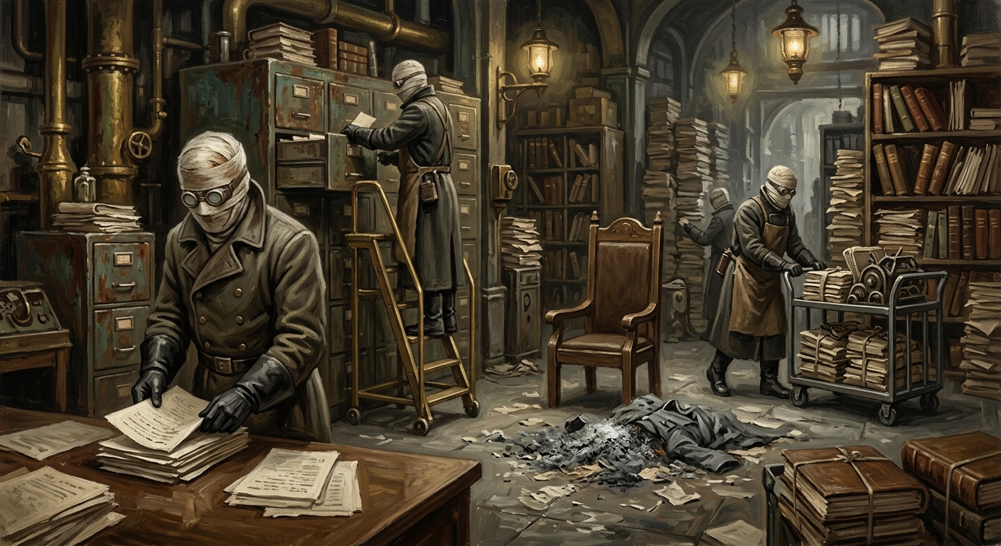 The Custodians — The Custodians, rendered as oil-painting.