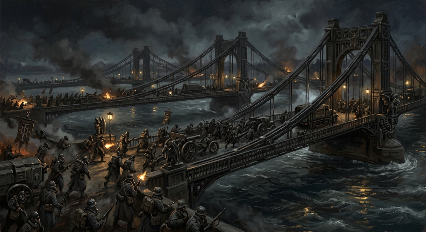 The Night of the Three Bridges — The Night of the Three Bridges, rendered as oil-painting.