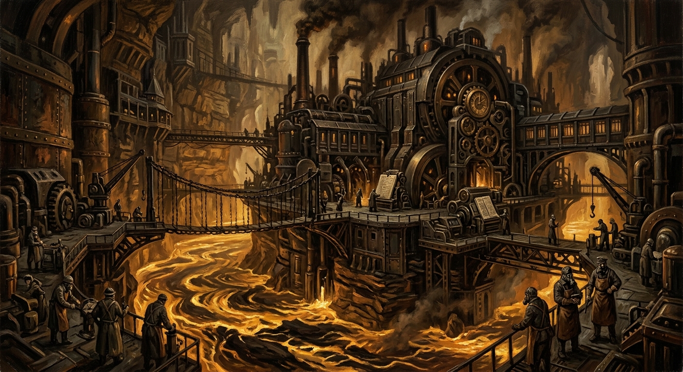 The Gilded Chasm — The Gilded Chasm, rendered as oil-painting.
