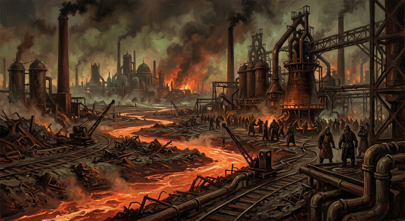 The Iron Wastes — The Iron Wastes, rendered as oil-painting.