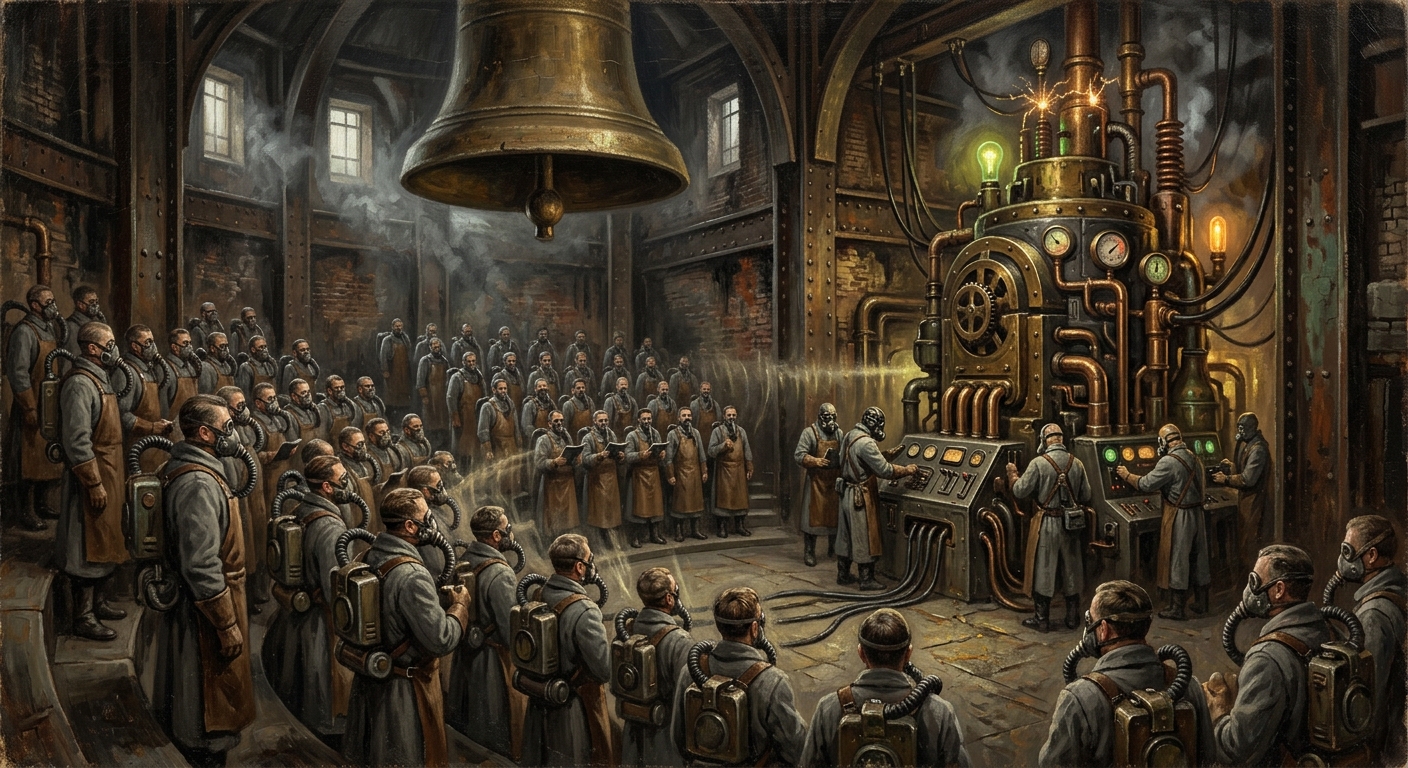 The Calibration Choir — The Calibration Choir, rendered as oil-painting.