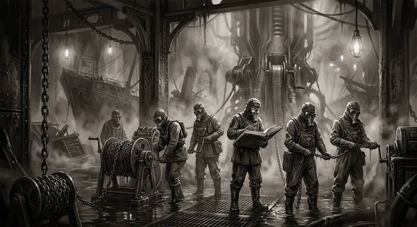 The Drowned Choir — On the First File and the Counting of Names, rendered as photograph.