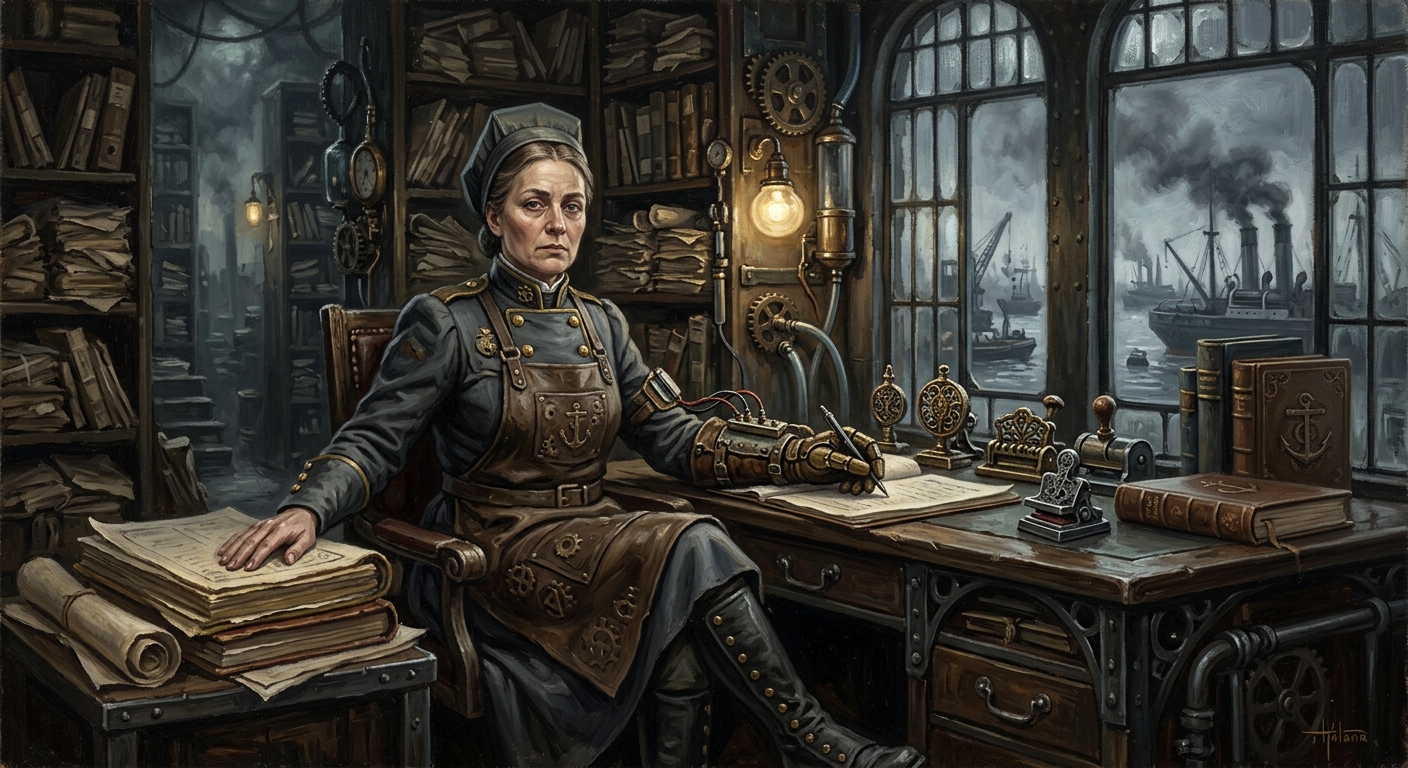 Harbor Prefect-Archivist Iolana — Harbor Prefect-Archivist Iolana, rendered as oil-painting.