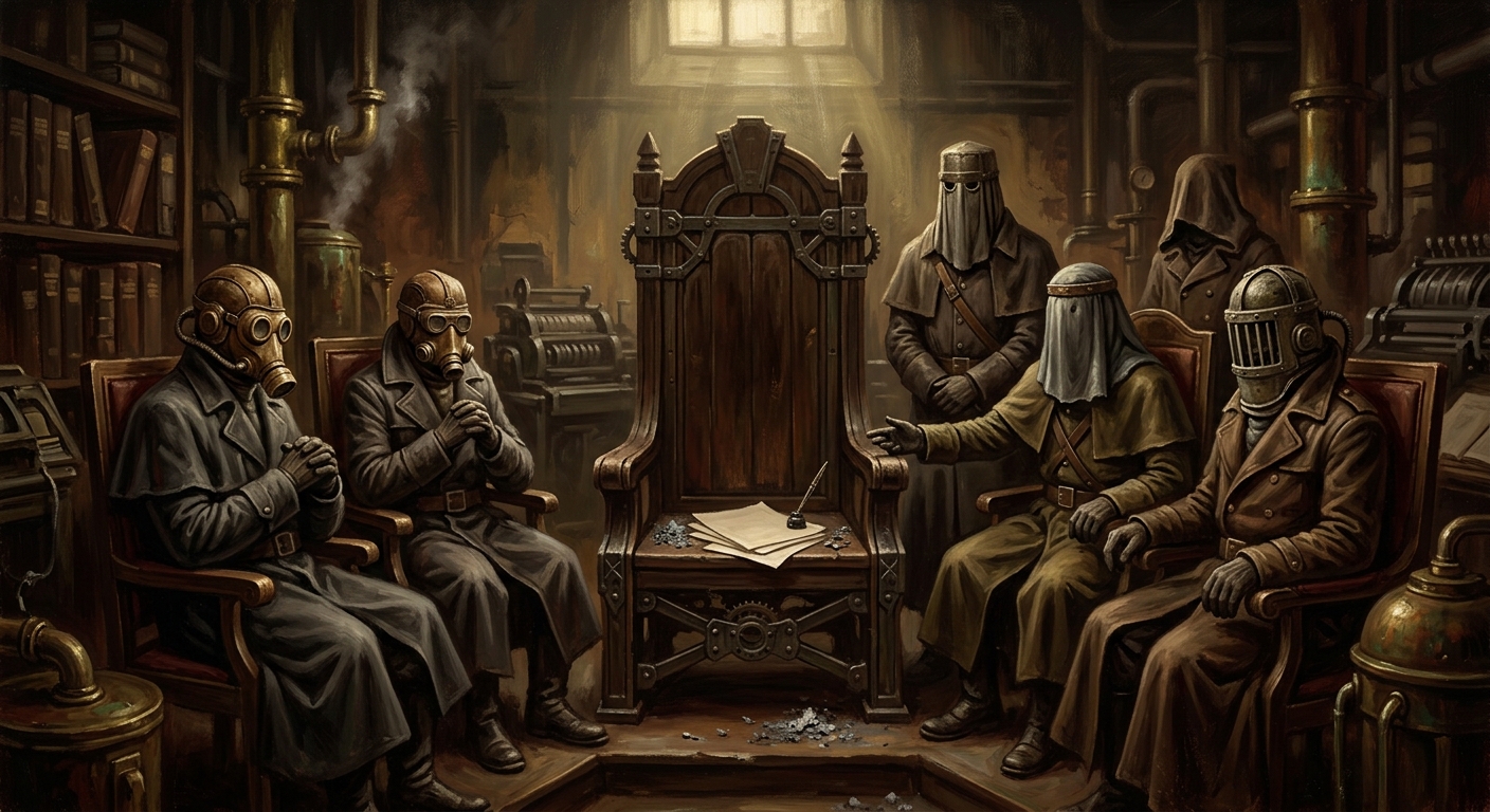 The Council of Veils — The Council of Veils, rendered as oil-painting.
