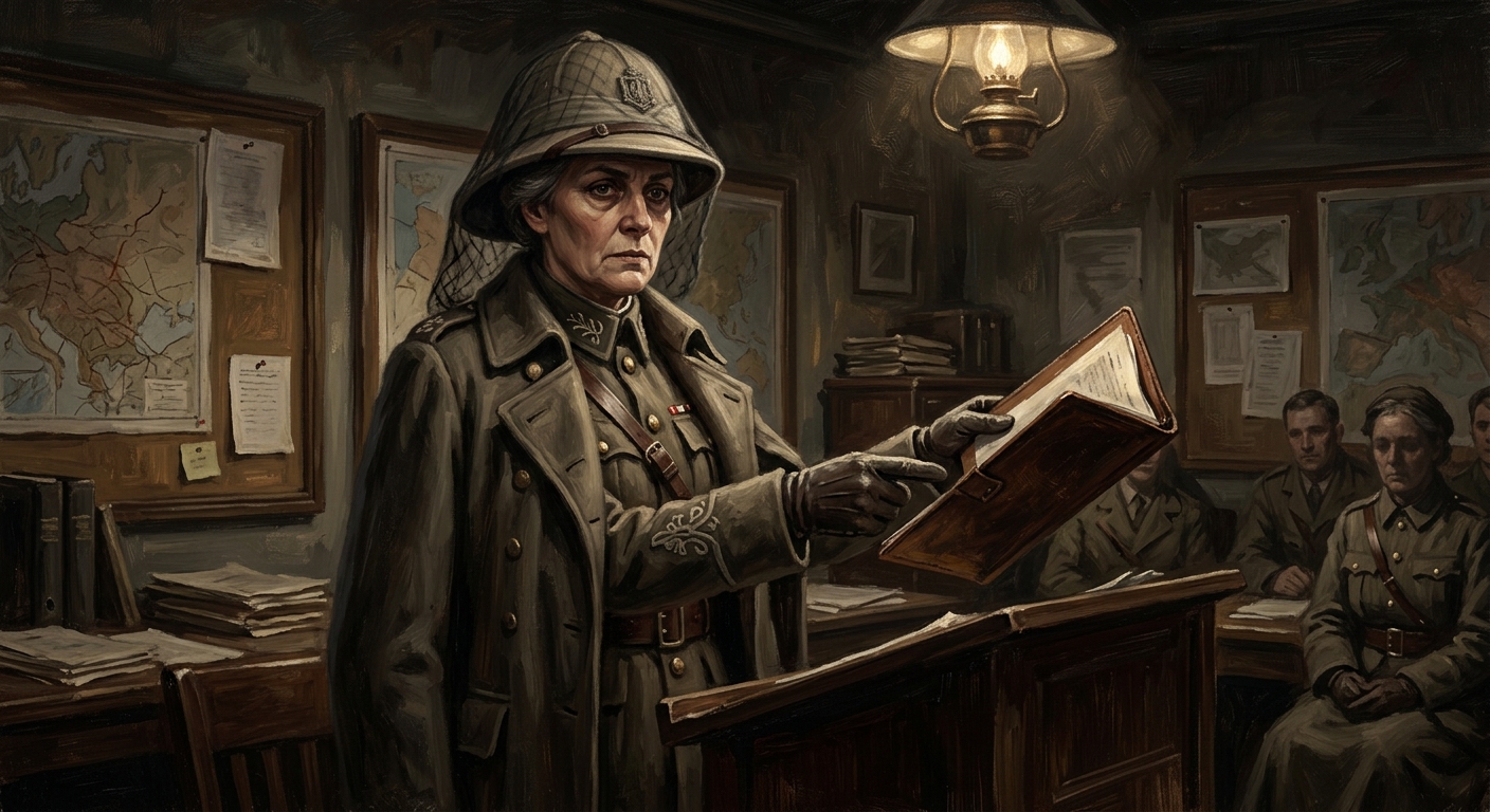 The Unnamed Briefing Officer — The Unnamed Briefing Officer, rendered as oil-painting.