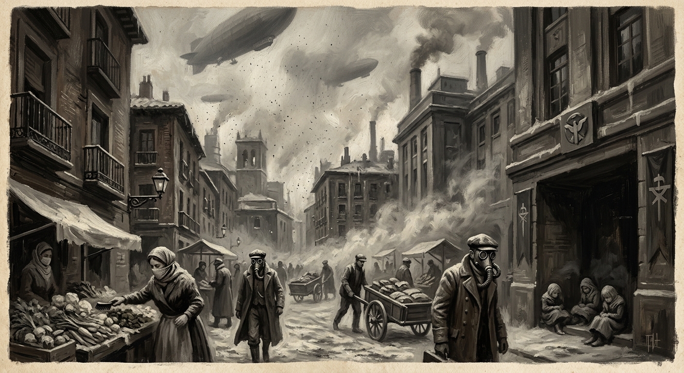 The Ash-Rain of Zaragoza — The Ash-Rain of Zaragoza, rendered as oil-painting.
